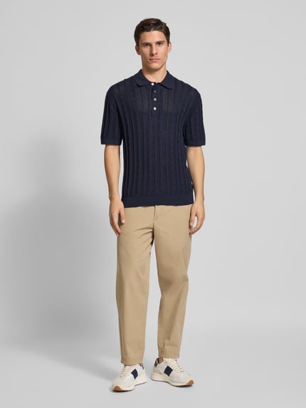 JACK & JONES Premium Koszulka polo z imitacji dzianiny model ‘MASON’ Ciemnoniebieski 1