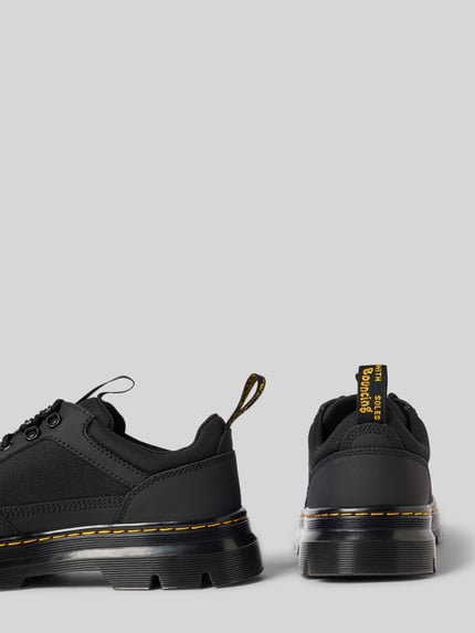Productfoto, Heren veterschoenen van Dr. Martens, Schnürschuhe aus Leder-Mix Modell 'Reeder', zwart, afgerond model, labeldetail, contrastnaad, geprofileerde zool, hakhoogte maat 44: 4 cm, schachthoogte maat 44: 7 cm, schachtbreedte maat 44: 9 cm