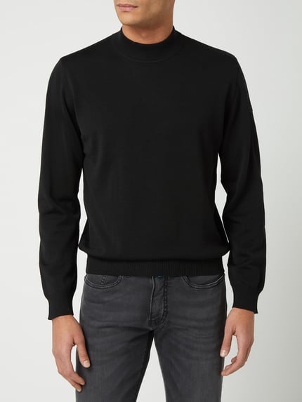 MAERZ Muenchen Pullover aus Schurwolle mit Stehkragen Black 4