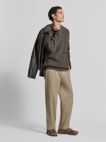 Christian Berg Men Sweter z dzianiny w melanżowej imitacji dzianiny Czekoladowy 1