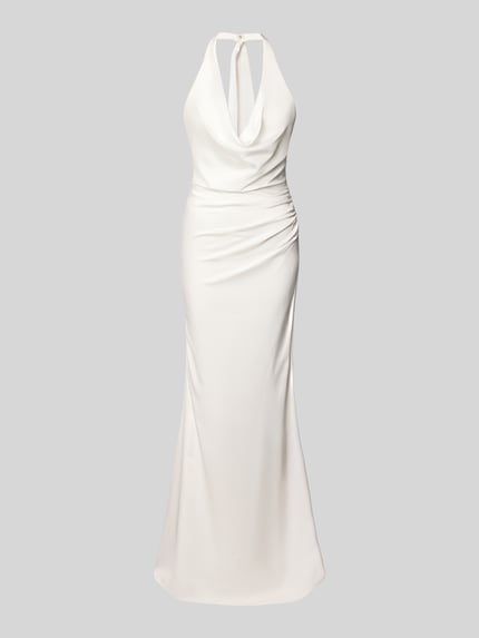 Mascara Abendkleid mit Raffungen und Wasserfall-Ausschnitt Offwhite 1