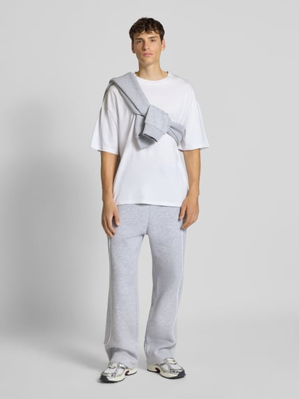 REVIEW Straight Leg Sweatpants mit elastischem Bund Hellgrau Melange 1