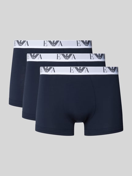 Emporio Armani Trunks im 3er-Pack mit Logo-Bund Dunkelblau 1