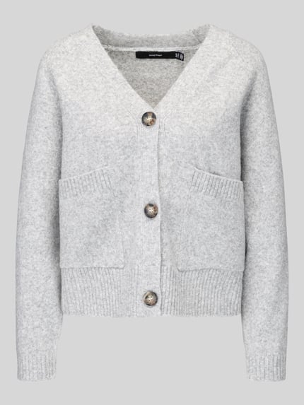 VERO MODA Oversized Strickjacke mit Woll-Anteil Modell 'BOOM' Hellgrau Melange 2