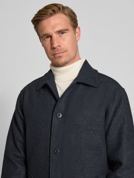 Forét Overshirt van wolmix met platte kraag en knoopsluiting Donkergrijs - 3