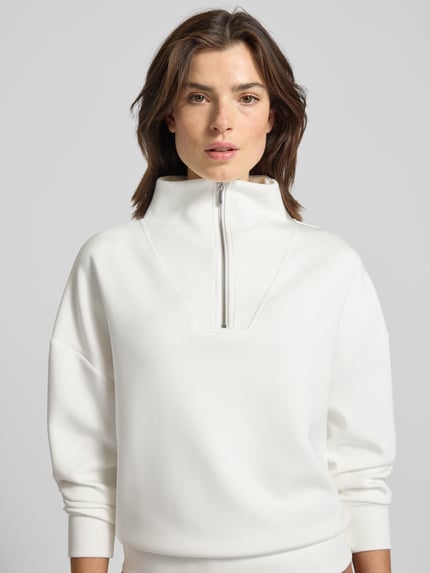 Fynch-Hatton Oversized Sweatshirt mit Troyer-Kragen Offwhite 3