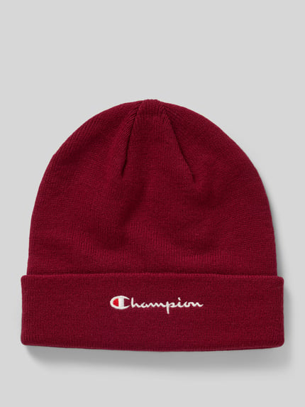 Champion Beanie mit breitem Umschlag und Logo-Stitching Bordeaux 1