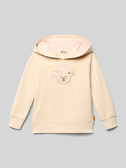 Steiff Hoodie van katoenmix Ecru gemêleerd - 1