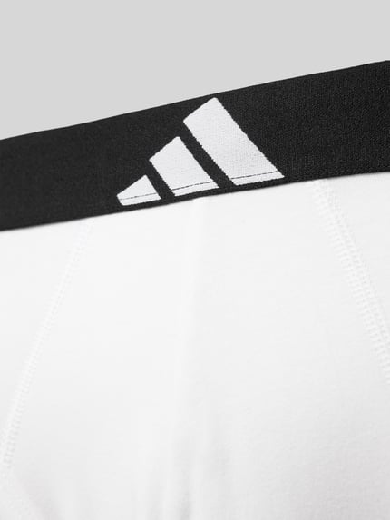 Productfoto, wit Slip met elastische band en adidas logo, Mix van katoen en elastaan, Model 'Active Flex', Set van 3, nauwsluitend model