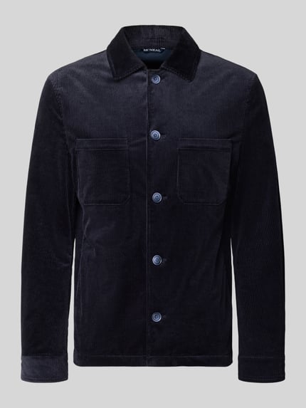 Produktfoto, Slim Fit Hemdjacke aus Cord von MCNEAL in Schwarz, Baumwoll-Elasthan-Mix, Kentkragen, Brusttaschen, Knopfleiste, Cordstruktur