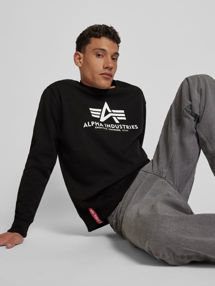 Alpha Industries Bluza z Nadruk z logo Model 'BASIC SWEATER' Czarny 3