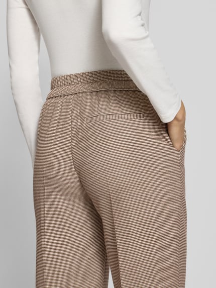 OPUS Broek met omslag en persplooien, model 'Maikito Pepita' Middenbruin - 3