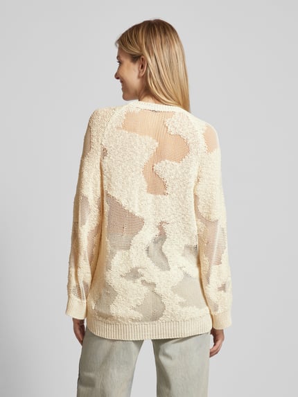 Stefanel Pullover mit Rundhalsausschnitt in semitransparentem Design Offwhite 5