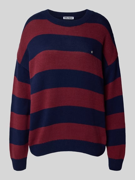 REVIEW Relaxed Fit Strickpullover mit Streifenmuster Bordeaux 2