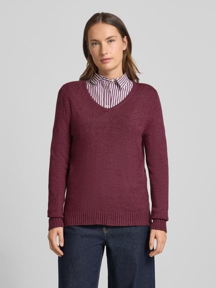 VILA Regular Fit Longsleeve aus Viskose-Mix Modell 'Viril' Pflaume 4