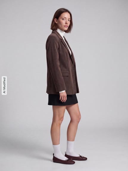 VERO MODA Loose Fit Longblazer mit steigendem Reverskragen Modell 'NORA' Schoko 1