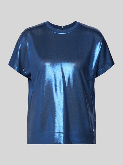 MOS MOSH T-shirt in leerlook, model 'Nicola' Blauw - 2