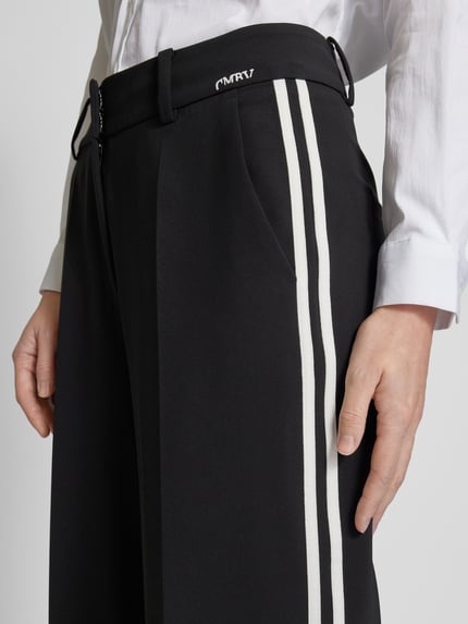 CAMBIO Regular fit stoffen broek met persplooien, model 'AMELIE GALLON' Zwart - 3