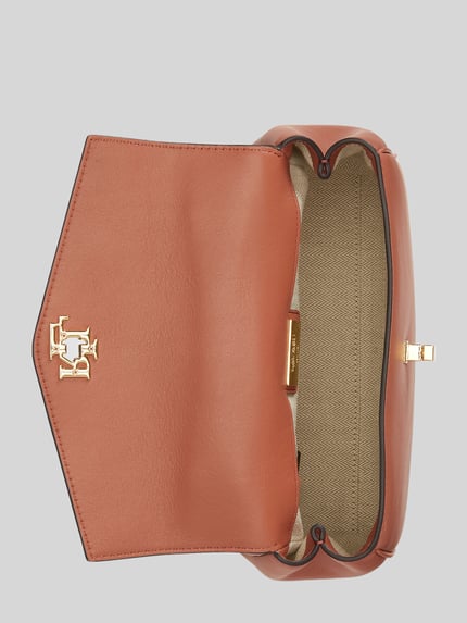 Lauren Ralph Lauren Torba na ramię z naturalnej skóry z odpinanym paskiem na ramię Terakotowy 3