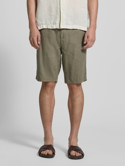 Tom Tailor Regular Fit Leinenshorts aus Leinen-Baumwoll-Mix Oliv 4