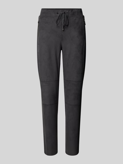 s.Oliver BLACK LABEL Tapered Hose in Lederoptik mit Tunnelzug Anthrazit 2