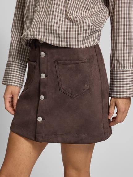 ONLY Mini-rok met knoopsluiting model 'AMAZING-STINA' Chocoladebruin - 3