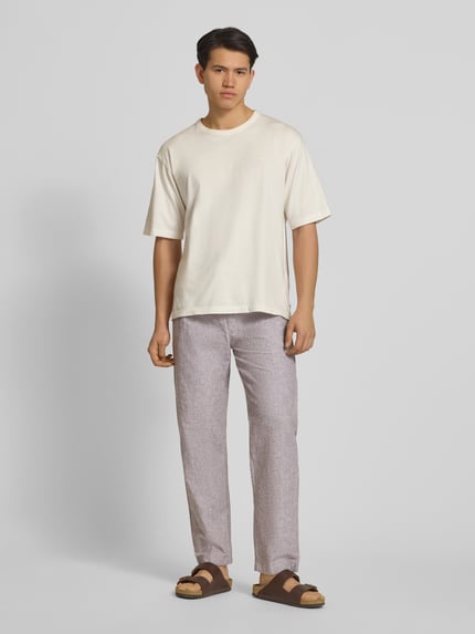 Tommy Jeans Regular Fit Weite Hose aus Leinen-Baumwoll-Mix Hellgrau 1