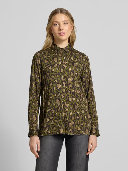 Milano Italy Regular fit blouse met manchetten Kaki - 4