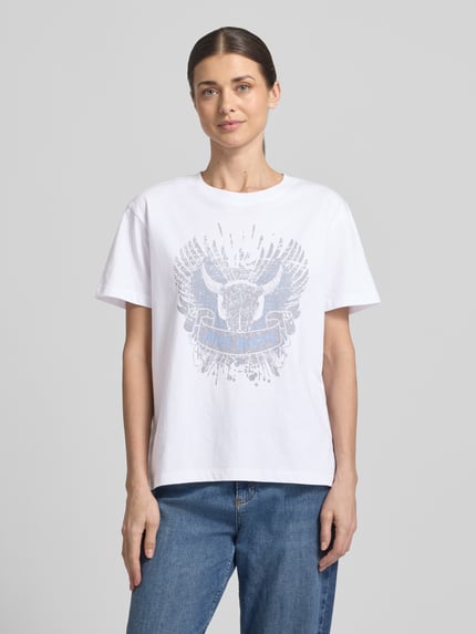 MOS MOSH t-shirt met overgesneden schouders model 'Washa' Wit - 4