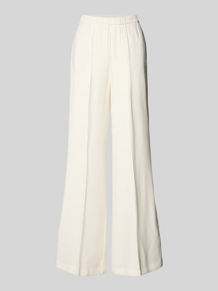 Oui Wide Leg Stoffhose mit fixierten Bügelfalten Offwhite 2
