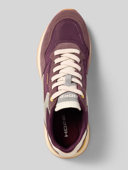 Produktfoto, sneakers aus leermix mit logodetail Model 'City' von HOFF in paars, beige en wit, afgerond, vetersluiting, dames, leermix, logodetail, hakhoogte maat 40: 2 cm, schachthoogte maat 40: 9 cm, schachtbreedte maat 40: 8 cm