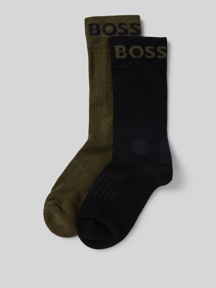 BOSS Socken mit Label-Schriftzug im 2er-Pack Modell 'Sport' Oliv 1