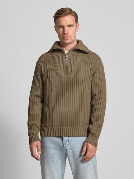 HUGO Regular Fit Troyer aus reiner Baumwolle Modell 'SRIGG' Taupe 4