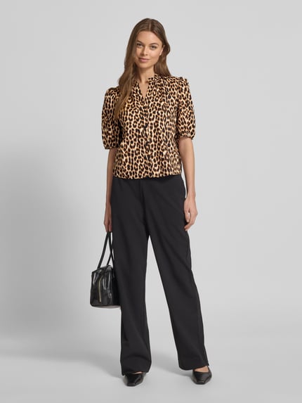 Christian Berg Woman Selection Regular fit blouse in dierenlook met V-hals Beige - 1