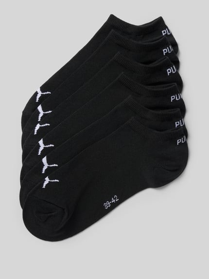 Produktfoto, Socken aus Baumwoll-Mix im 6er-Pack von PUMA, schwarz mit weißem Logo, glatte Textur, Herren Socken von PUMA