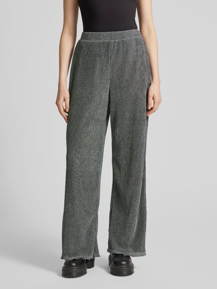 PIECES Wide Fit Plisseehose mit Effektgarn Modell 'ROYA' Hellgrau 4
