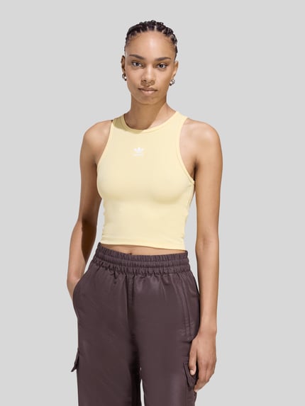 adidas Originals slim fit tanktop van puur katoen met gestikt logo Lichtgeel - 4