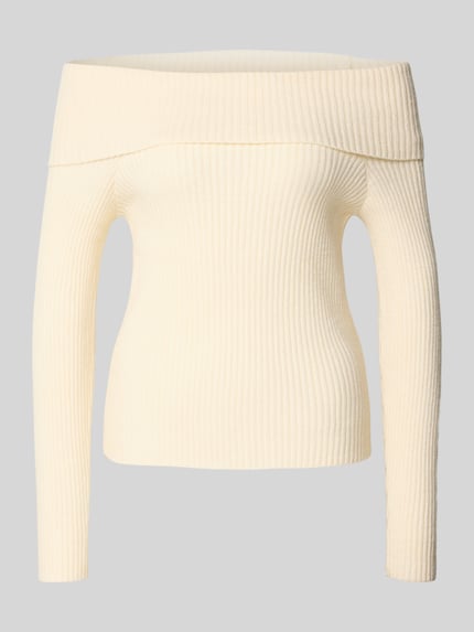 ONLY Slim Fit Strickpullover aus Viskose-Mix Modell 'KATIA' Offwhite Melange 2