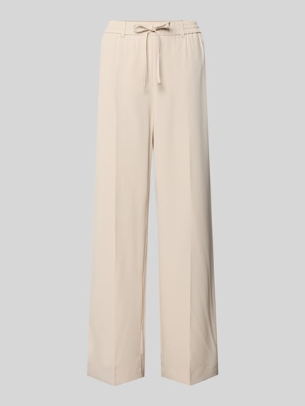 Produktfoto, cremefarbene Wide-Leg-Pants von Someday, elastischer Bund mit Kordelzug, Gesäßleistentasche, Modell 'Cevil ease', Damen, Bundweite 36 cm, Innenbeinlänge 77 cm