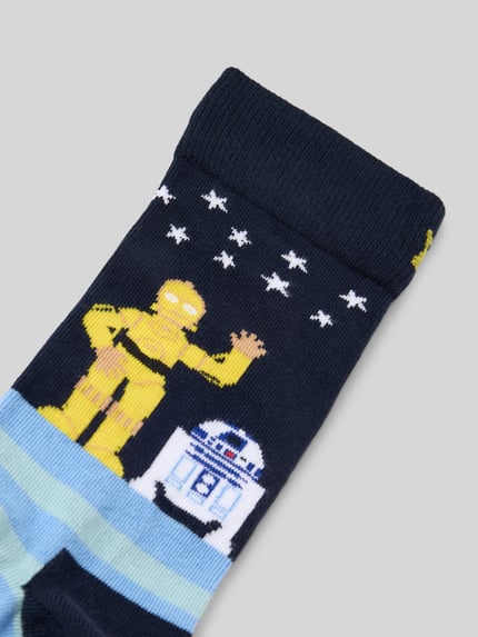 Happy Socks Socken aus elastischem Baumwoll-Mix mit Allover-Muster Marine 2