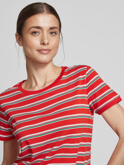 Jake*s Casual T-Shirt mit mit Streifenmuster Kirsche 3