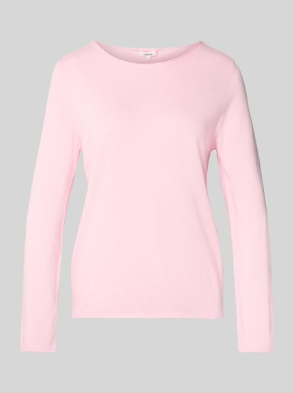 Produktfoto, Regular Fit Strickpullover aus Baumwoll-Viskose-Mix von s.Oliver RED LABEL, Optik: Unifarben, Rundhals, Langarm, Rollsaum, Stricktextur, zartes Rosa