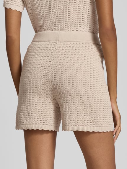 PIECES Regular Fit Strickshorts aus reiner Baumwolle Modell 'SCOUT' Sand 3