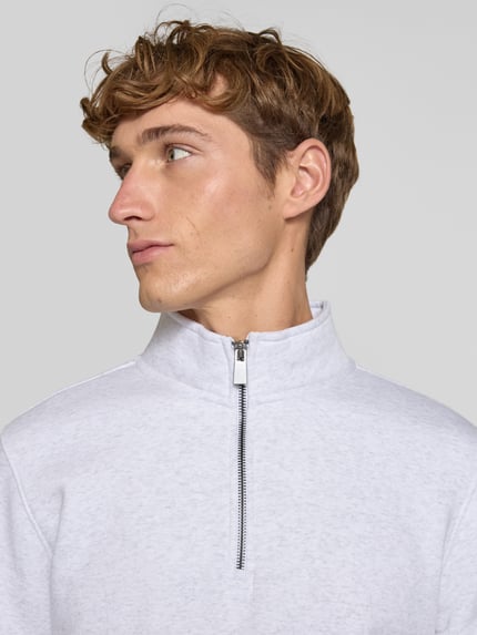 ONLY & SONS Regular Fit Troyer aus Baumwoll-Mix Modell 'CERES' Hellgrau Melange 3