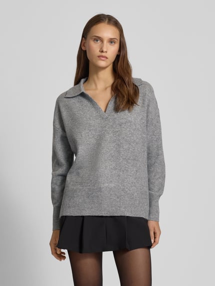 PIECES Regular Fit Strickpullover mit Woll-Anteil Modell 'MALOU' Mittelgrau Melange 4