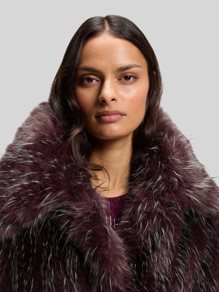 BOSS Orange Fake Fur Webpelzjacke Bordeaux 3