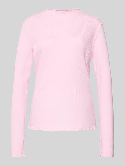 Produktfoto, różowe Slim Fit Langarmshirt mit Viskose-Anteil von s.Oliver RED LABEL, krój slim fit, gładki rippstrick, frill na zakończeniach