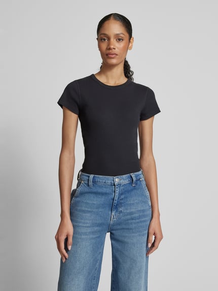 DRYKORN Slim fit T-shirt met ronde hals, model 'KOALE' Zwart - 4