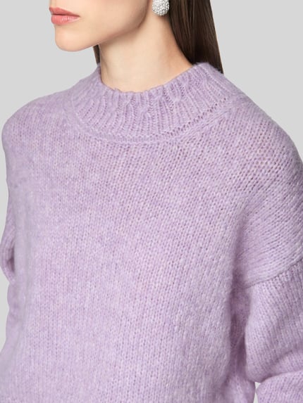 Marc Cain Pullover aus Wolle Alpaka mit Rippbündchen Purple 3