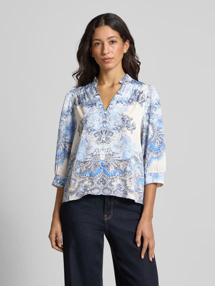 Neo Noir Overhemdblouse met knoopsluiting, model 'Roselle' Blauw - 4
